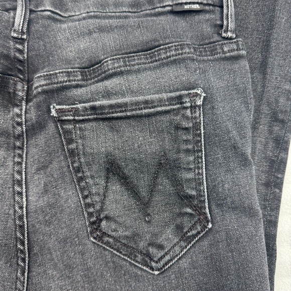 MOTHER High Waisted Looker Ankle Fray Denim Jeans Womens Size 25 Black - Picture 3 of 11